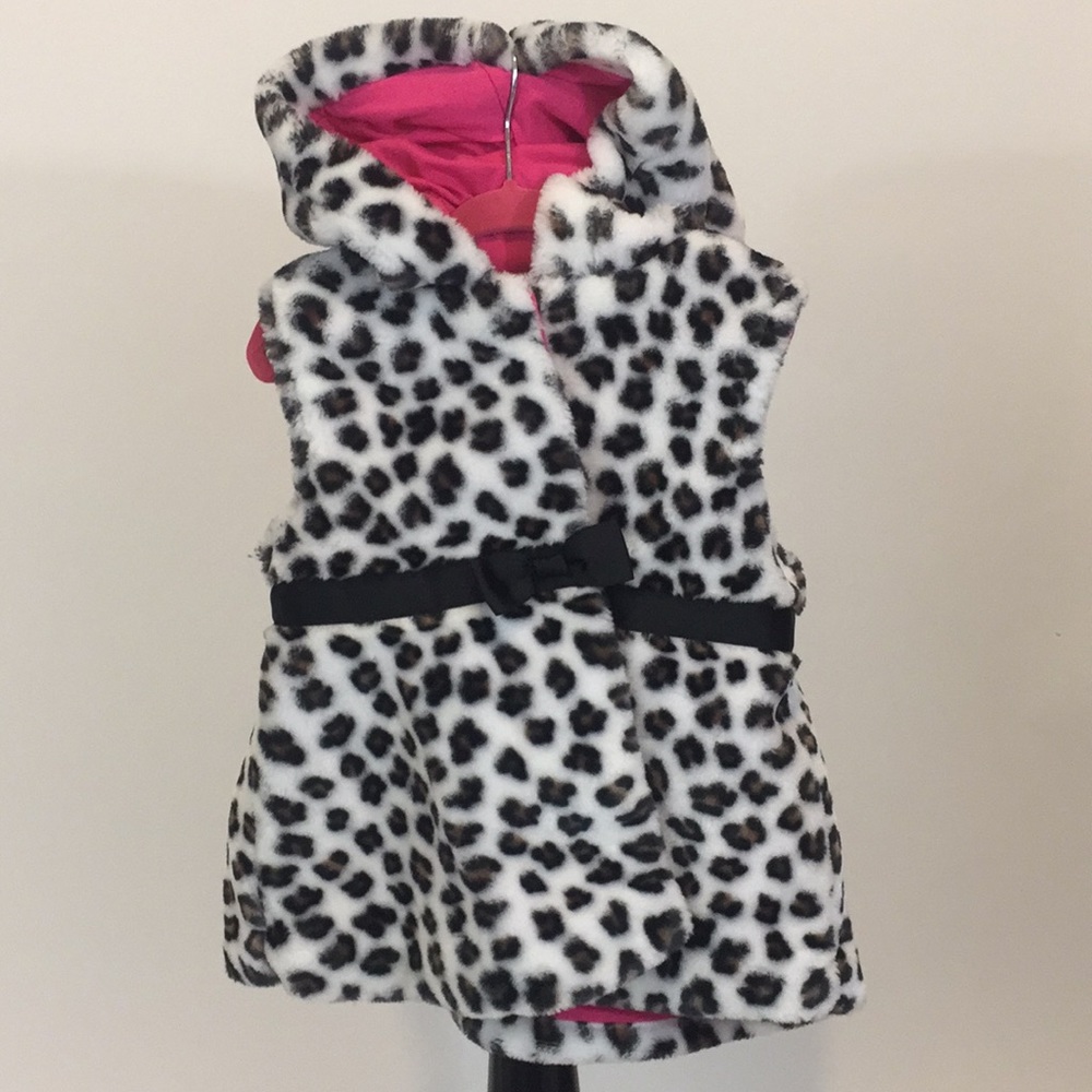 Faux Fur Belted Vest in Black and White - Size 4T